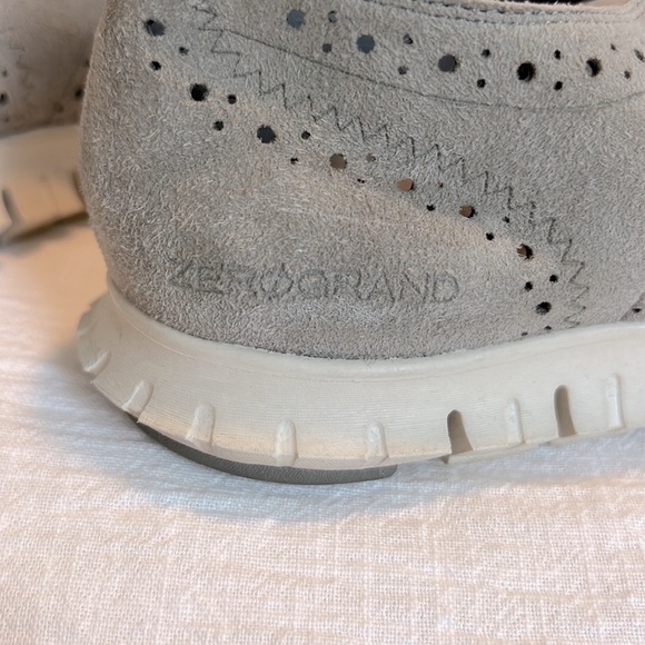 Cole Haan ZeroGrand Oxford Sneaker Sole Wingtip Gray Suede Perforated Size 7 - Picture 8 of 14
